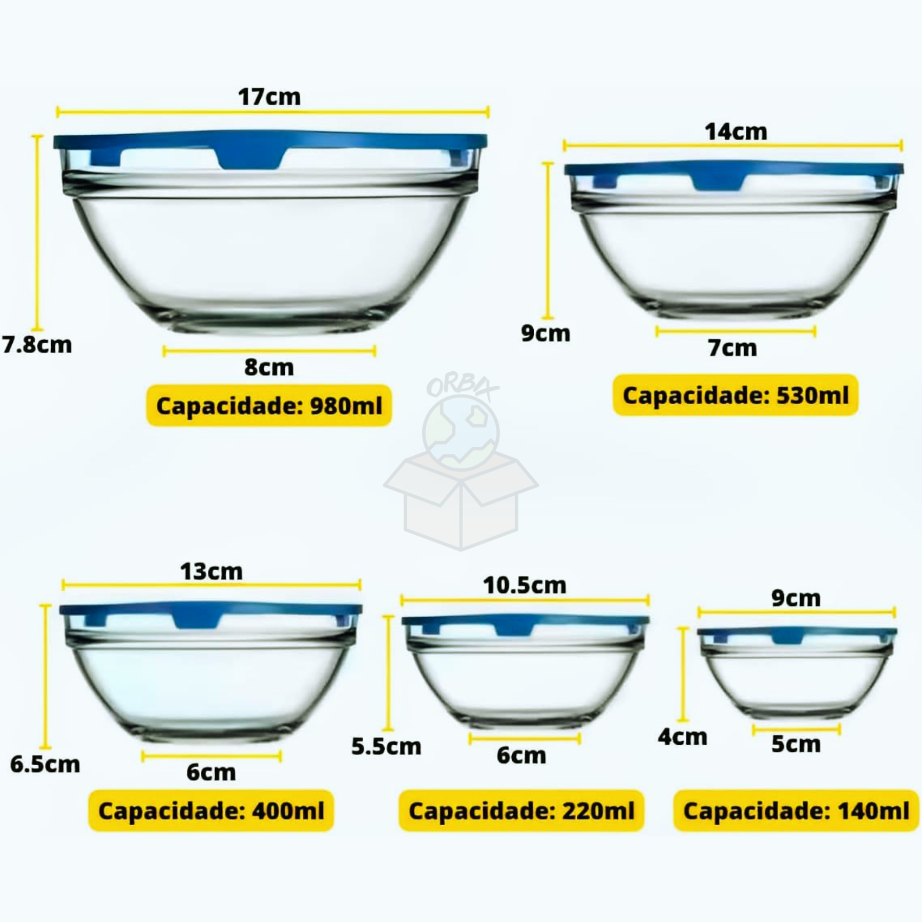 Set 5 Taper Bowl Vidrio Para Alimentos 🍽️