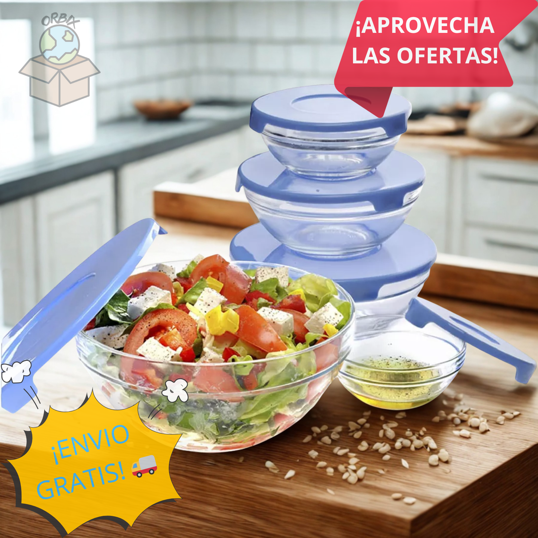 Set 5 Taper Bowl Vidrio Para Alimentos 🍽️